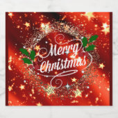 Vrolijk kerstfeest, mousserend rood en goudvormig sparkling wijnetiket (Enkel label)