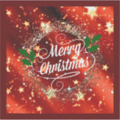 Vrolijk kerstfeest, mousserend rood en goudvormig  sticker (Voorkant)