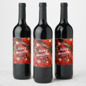 Vrolijk kerstfeest, mousserend rood wijn etiket (Flessen)