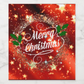 Vrolijk kerstfeest, mousserend rood wijn etiket (Enkel label)