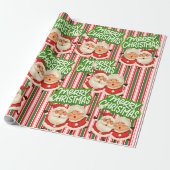 Vrolijk Kerstfeest Mr. Claus Wrapping Paper Cadeaupapier (Uitgerold)
