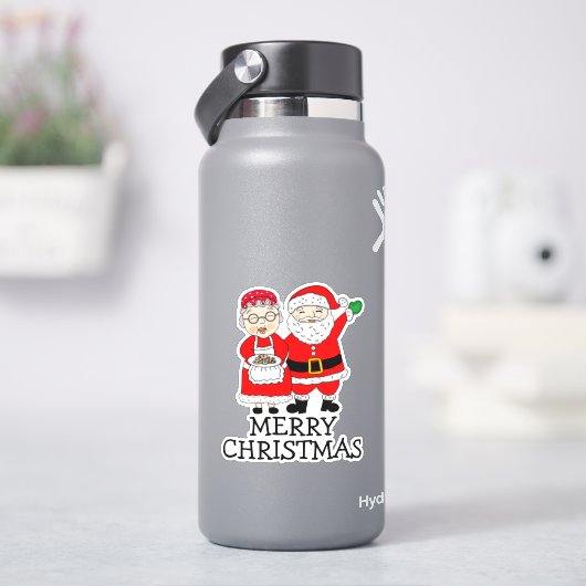 Vrolijk kerstfeest Mr en Mrs Claus Sticker (HydroFlask)