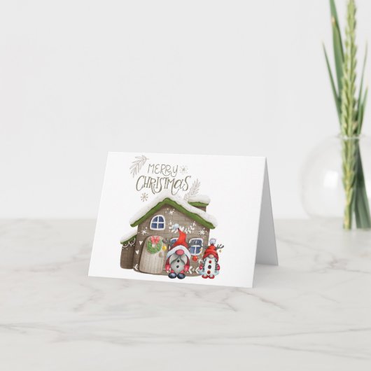 Vrolijk kerstfeest Mr en Mrs Gnome Kaart (Voorkant)