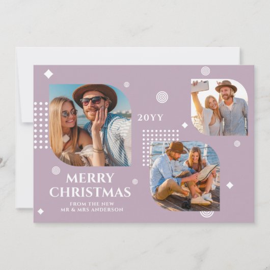 Vrolijk kerstfeest Mr & Mrs. 3 Foto Collage Modern (Voorkant)