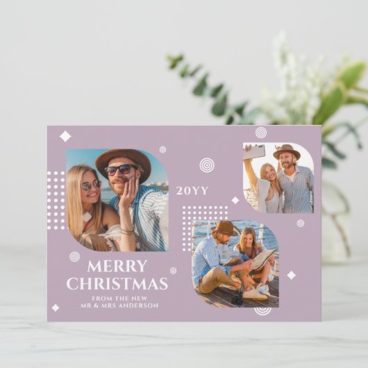 Vrolijk kerstfeest Mr & Mrs. 3 Foto Collage Modern (Staand voorkant)