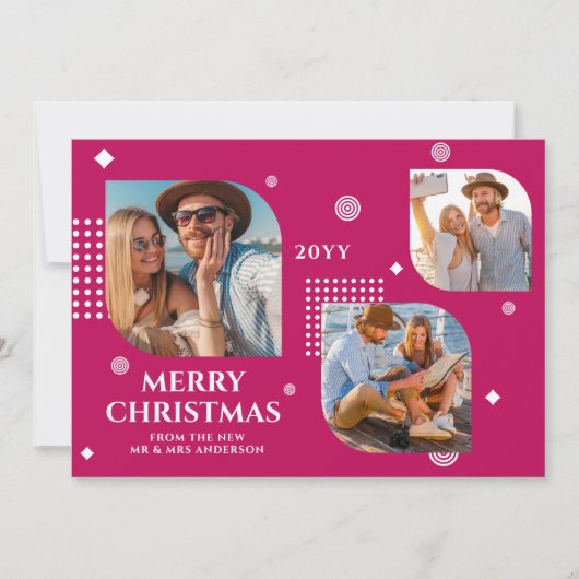 Vrolijk kerstfeest Mr & Mrs. 3 Foto Collage Modern (Voorkant)
