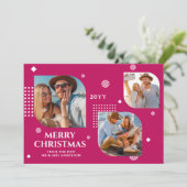 Vrolijk kerstfeest Mr & Mrs. 3 Foto Collage Modern (Staand voorkant)