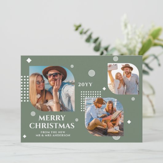 Vrolijk kerstfeest Mr & Mrs. 3 Foto Collage Modern (Staand voorkant)