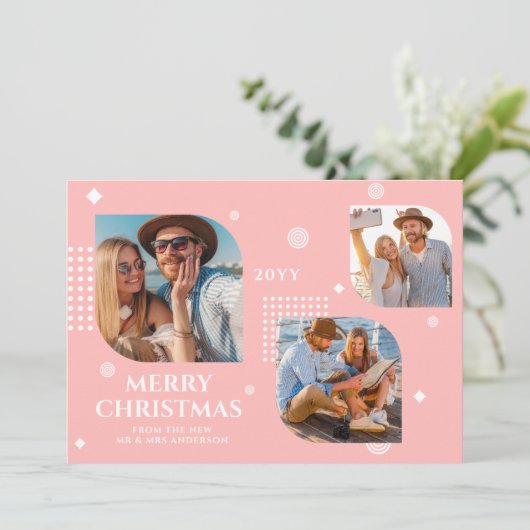 Vrolijk kerstfeest Mr & Mrs. 3 Foto Collage Modern (Staand voorkant)