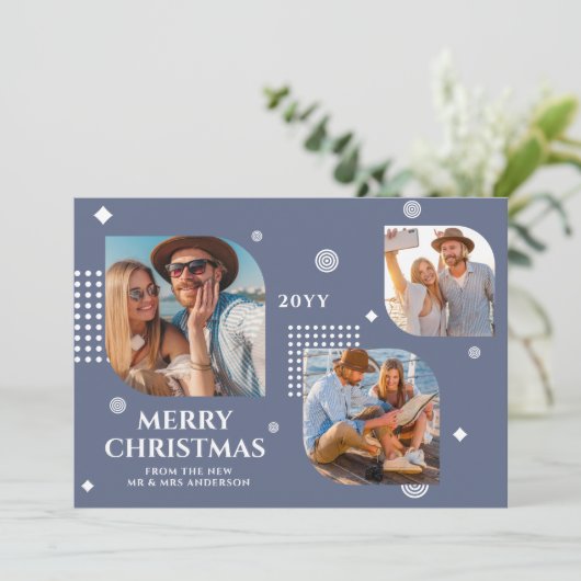Vrolijk kerstfeest Mr & Mrs. 3 Foto Collage Modern (Staand voorkant)