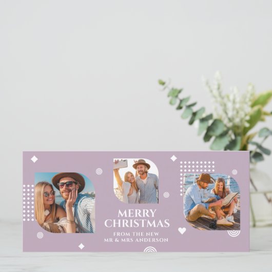 Vrolijk kerstfeest Mr & Mrs. 3 Foto Collage Modern (Staand voorkant)