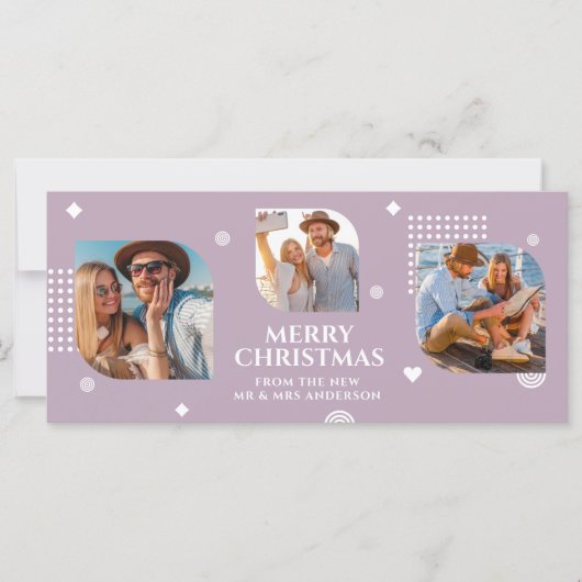 Vrolijk kerstfeest Mr & Mrs. 3 Foto Collage Modern (Voorkant)