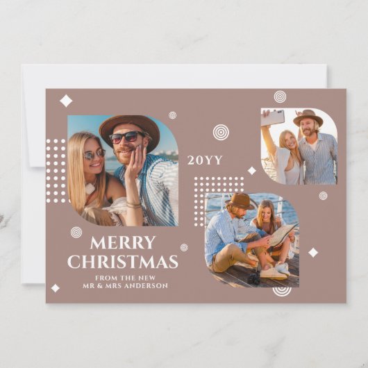 Vrolijk kerstfeest Mr & Mrs. 3 Foto Collage Modern (Voorkant)