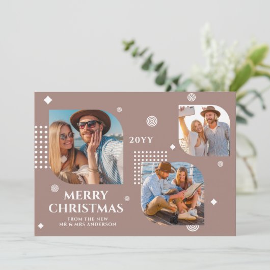 Vrolijk kerstfeest Mr & Mrs. 3 Foto Collage Modern (Staand voorkant)