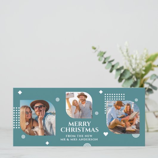 Vrolijk kerstfeest Mr & Mrs. 3 Foto Collage Modern (Staand voorkant)