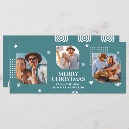 Vrolijk kerstfeest Mr & Mrs. 3 Foto Collage Modern (Voorkant / Achterkant)