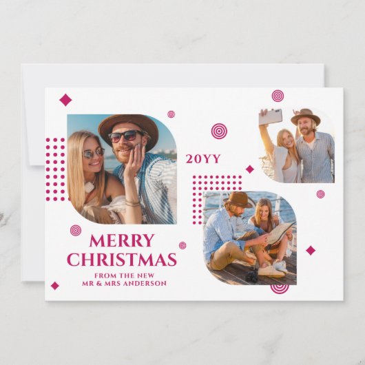Vrolijk kerstfeest Mr & Mrs. 3 Foto Collage Modern (Voorkant)