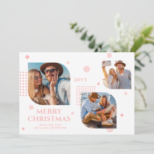 Vrolijk kerstfeest Mr & Mrs. 3 Foto Collage Modern (Staand voorkant)