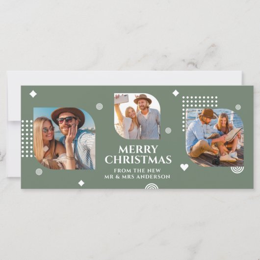 Vrolijk kerstfeest Mr & Mrs. 3 Foto Collage Modern (Voorkant)