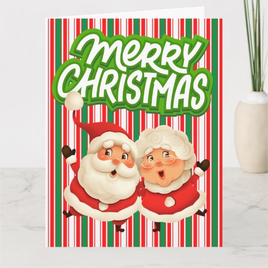 Vrolijk kerstfeest Mr Mrs Clause Kaart (Voorkant)
