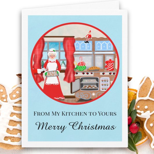 Vrolijk kerstfeest Mrs Claus Kitchen Kaart