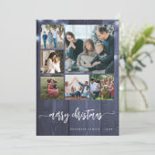 Vrolijk Kerstfeest multi familie foto rustieke win Feestdagenkaart (Staand voorkant)