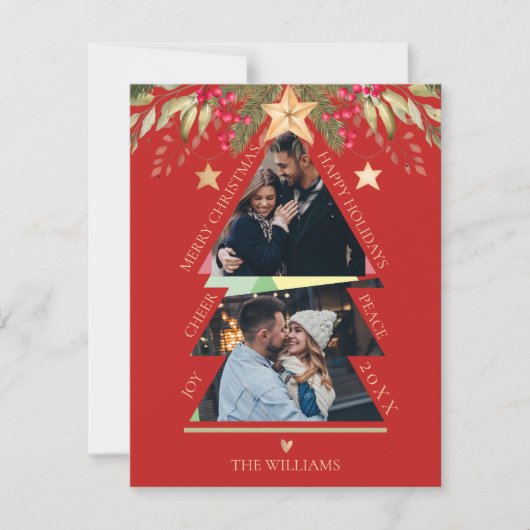 Vrolijk kerstfeest Multi Foto Boom Red Holiday Kaa (Voorkant)