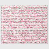 Vrolijk Kerstfeest Multi Language Moderne Typograf Cadeaupapier (Vlak)