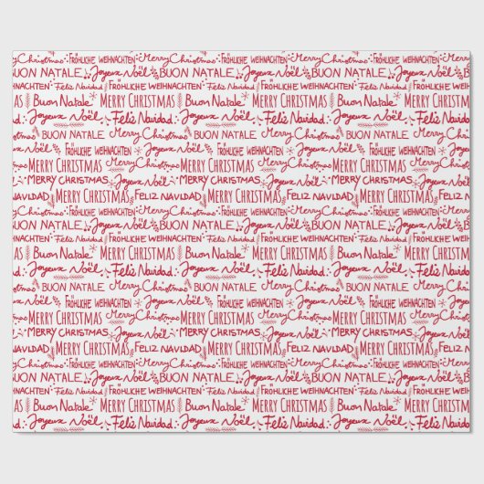 Vrolijk Kerstfeest Multi Language Moderne Typograf Cadeaupapier (Vlak)