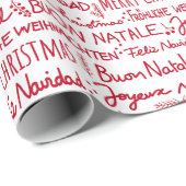 Vrolijk Kerstfeest Multi Language Moderne Typograf Cadeaupapier (Rol Hoek)