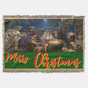 Vrolijk kerstfeest, muur, raam, afbeelding deken