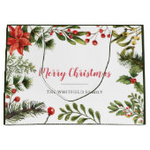 Vrolijk kerstfeest Naam Berries Greenery Groot Cadeauzakje (Voorkant)