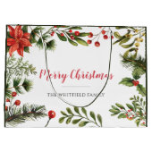 Vrolijk kerstfeest Naam Berries Greenery Groot Cadeauzakje (Achterkant)
