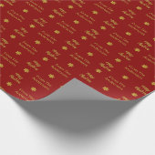 Vrolijk Kerstfeest & Naam Donkerrood Goud Sneeuwvl Cadeaupapier (Hoek)