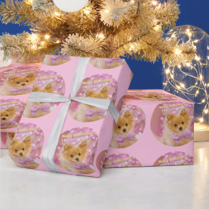 Vrolijk Kerstfeest & Naam, Schattigee Hond, Bord R Cadeaupapier