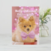 Vrolijk Kerstfeest & Naam, Schattigee Hond of Uw F Kaart (Staand voorkant)