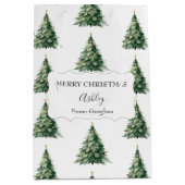 Vrolijk kerstfeest + naam + van kerstboom medium cadeauzakje (Voorkant)