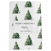 Vrolijk kerstfeest + naam + van kerstboom medium cadeauzakje (Achterkant)