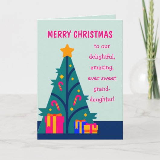 Vrolijk kerstfeest naar kleindochter kaart (Voorkant)