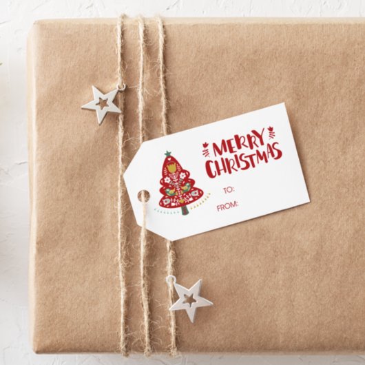 Vrolijk kerstfeest naar/van het Label van de Boom Cadeaulabel