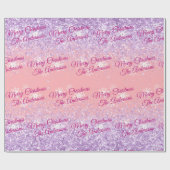 Vrolijk kerstfeest, namen, fuchsia script, glitter cadeaupapier (Vlak)