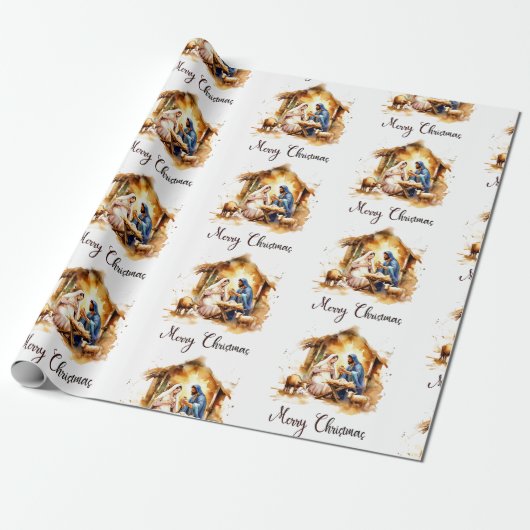 Vrolijk kerstfeest Nativiteit Cadeaupapier (Uitgerold)
