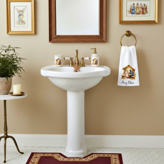 Vrolijk kerstfeest Nativiteit Handdoek