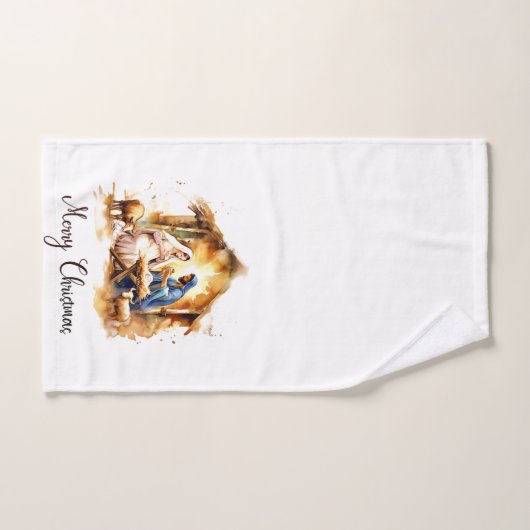 Vrolijk kerstfeest Nativiteit Handdoek (Handdoek)