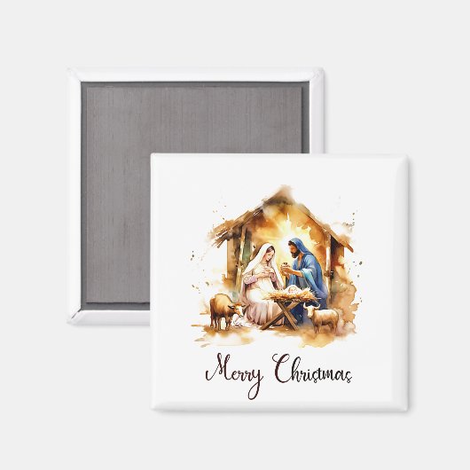 Vrolijk kerstfeest Nativiteit Magneet (Voorkant / Achterkant)