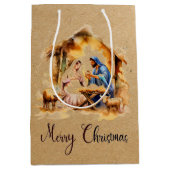 Vrolijk kerstfeest Nativiteit Medium Cadeauzakje (Voorkant)
