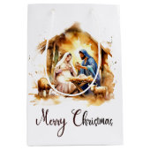 Vrolijk kerstfeest Nativiteit Medium Cadeauzakje (Voorkant)