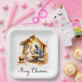 Vrolijk kerstfeest Nativiteit Papieren Bordje (Feest)