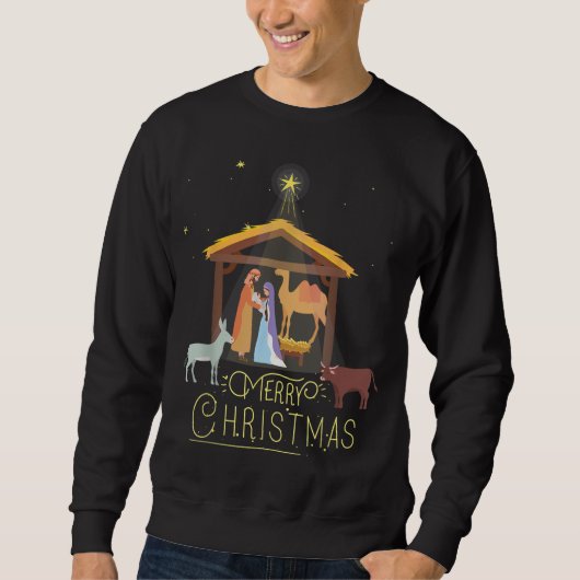 Vrolijk kerstfeest - Nativiteitsscène North Star - Trui (Voorkant)