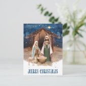 Vrolijk kerstfeest. Nativiteitsschildering Feestdagenkaart (Staand voorkant)